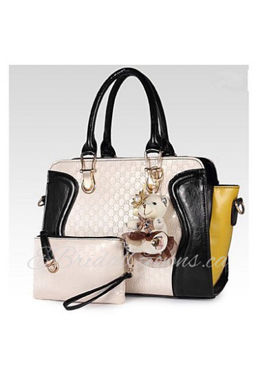 Women PU Doctor Tote White / Pink / Blue / Black