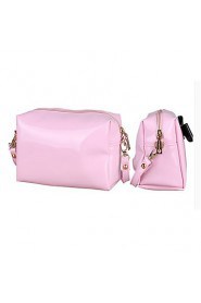 Women PU Casual Cosmetic Bag Pink 22cm*12cm*10cm