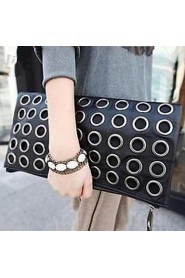 Women PU Fold over Clutch Clutch Black