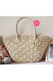 Women's Straw Shopper Tote White/Beige/Green