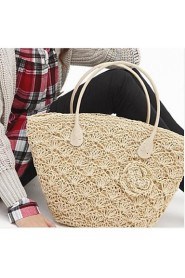 Women's Straw Shopper Tote White/Beige/Green