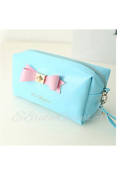 Women PU Casual Cosmetic Bag Blue 22cm*12cm*10cm