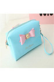 Women PU Casual Cosmetic Bag Blue 22cm*12cm*10cm