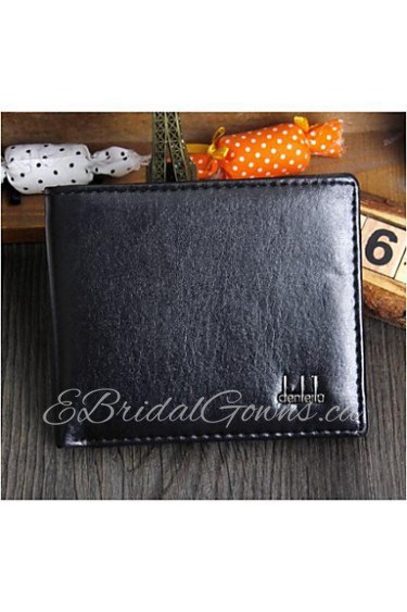 Men PU / Black Brown Cowhide Bi fold Wallet / Clip