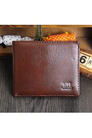 Men PU / Black Brown Cowhide Bi fold Wallet / Clip