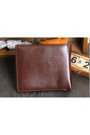 Men PU / Black Brown Cowhide Bi fold Wallet / Clip