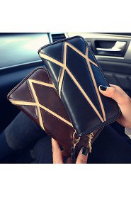 Women PU Bi fold Clutch / Wallet / Card & ID Holder Brown / Black