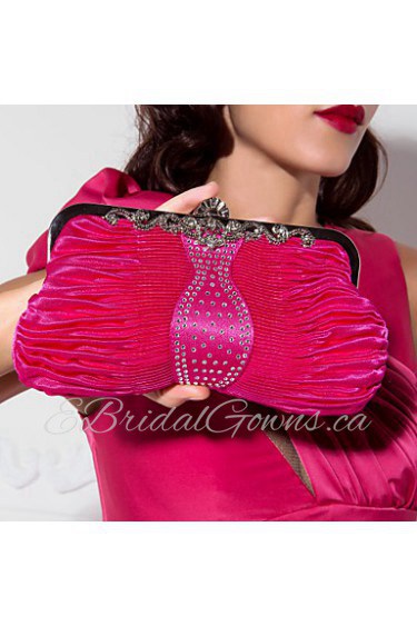 Amazing Silk Metal With Rhinestone Clutches/Evening Handbags(More Colors)