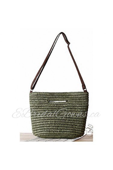 Women Straw Shopper Shoulder Bag Beige / Green / Brown