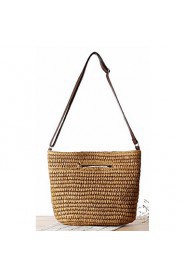 Women Straw Shopper Shoulder Bag Beige / Green / Brown