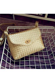 Women PU Sling Bag Shoulder Bag White / Gold / Black