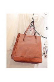 Women PU Shopper Tote Brown / Red / Black