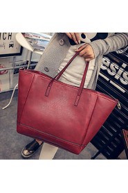 Women PU Shopper Tote Brown / Red / Black