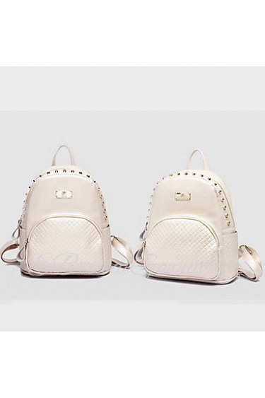 Women PU Bucket Backpack / School Bag / Travel Bag White / Blue / Gold / Black