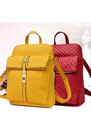 Women PU Bucket Backpack / Travel Bag White / Blue / Yellow / Red / Black / Burgundy