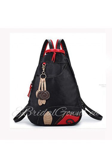 Women PU Bucket Backpack / School Bag / Travel Bag Black