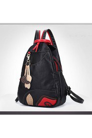 Women PU Bucket Backpack / School Bag / Travel Bag Black