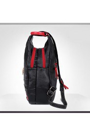 Women PU Bucket Backpack / School Bag / Travel Bag Black