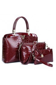 Women PU / Patent Leather Shell Shoulder Bag / Tote Blue / Red / Black / Burgundy