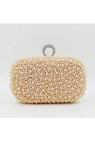 Women Metal Flap Clutch / Evening Bag White / Beige