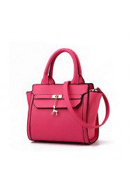 Women PU Baguette Shoulder Bag Pink / Black