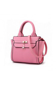 Women PU Baguette Shoulder Bag Pink / Black