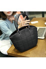 Women PU Barrel Shoulder Bag Gray / Black