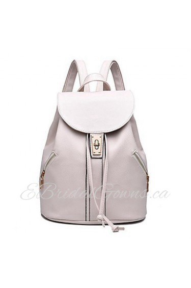 Women PU Bucket Backpack / School Bag White / Blue / Black