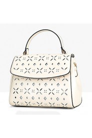 Women PU Flap Shoulder Bag / Tote / Satchel White / Black