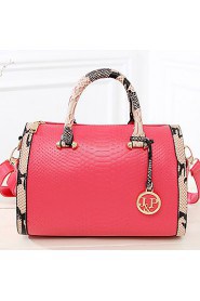 Women PU Barrel Shoulder Bag / Tote White / Pink / Blue / Red / Black