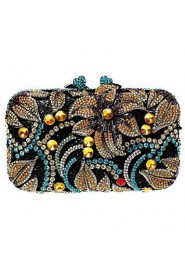 Women's Flower Design Rhinestone Evening Party Clutch