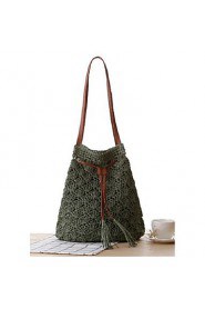 Women Casual Straw Shoulder Bag White / Green / Yellow / Brown / Khaki