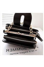 Women PU Sling Bag Shoulder Bag Black