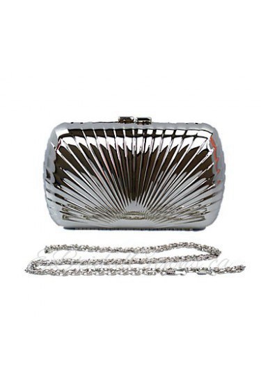 Women Metal Minaudiere Clutch / Evening Bag Gold / Gray