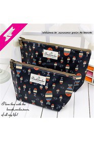 Women PU Casual Cosmetic Bag Black 22cm*13cm*7.5cm