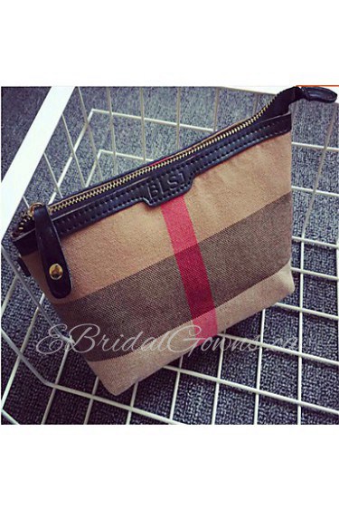 Women Canvas Casual Cosmetic Bag Brown 21cm*13cm