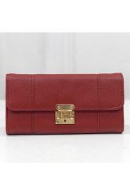 Women PU Bi fold Clutch / Wallet / Card & ID Holder Red / Gray / Black