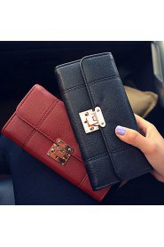 Women PU Bi fold Clutch / Wallet / Card & ID Holder Red / Gray / Black