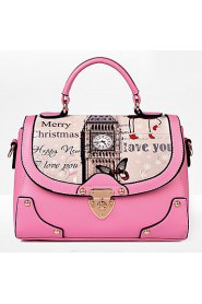 Women PU Flap Shoulder Bag / Tote White / Pink / Purple / Blue / Black