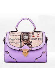 Women PU Flap Shoulder Bag / Tote White / Pink / Purple / Blue / Black