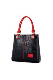 Women PU Shopper Tote Black