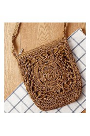 Women Straw Sling BagBeige / Brown