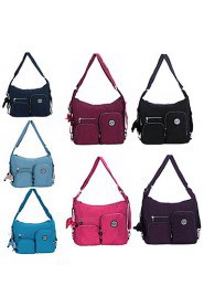 Women Waterproof Nylon Shoulder Bag Zip Closure Double Pocket Large Capacity Backpack