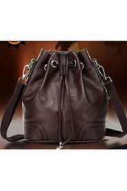 Women Cowhide Barrel Shoulder Bag Purple / Brown / Black