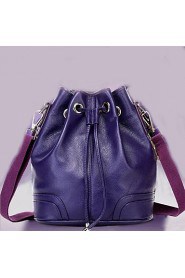 Women Cowhide Barrel Shoulder Bag Purple / Brown / Black