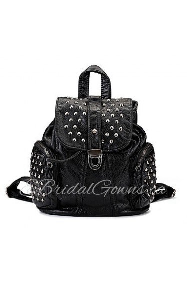 Women PU Sling Bag Backpack Black