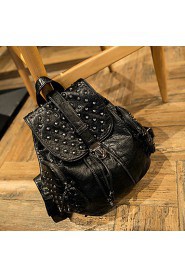 Women PU Sling Bag Backpack Black