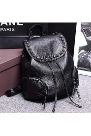 Women PU Bucket Backpack Black