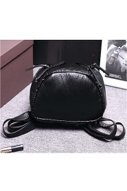 Women PU Bucket Backpack Black