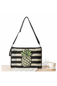 Women Straw Sling Bag Shoulder Bag Black